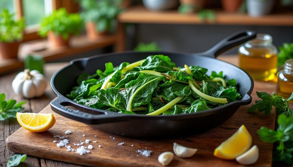 découvrez une recette rapide et savoureuse de blettes à la poêle pour redécouvrir ce légume oublié et le sublimer en un plat délicieux et facile à préparer.