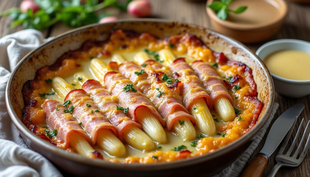 découvrez la recette incontournable des endives au jambon au four, un gratin fondant et savoureux qui ravira toute la famille avec ses saveurs authentiques.