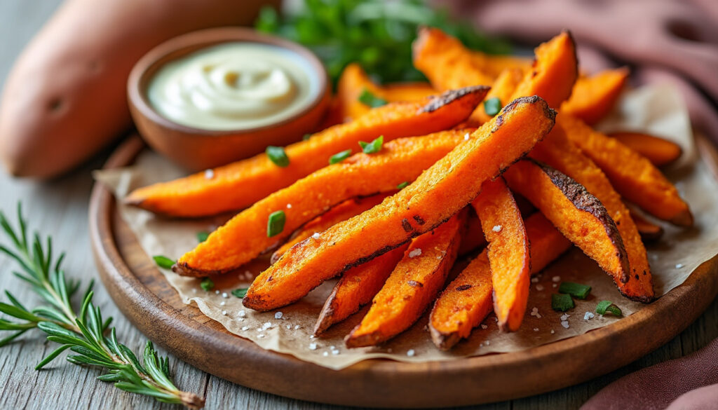 découvrez notre recette facile de frites de patate douce au four, un snack sain, croustillant et délicieux, parfait pour toutes vos envies gourmandes.