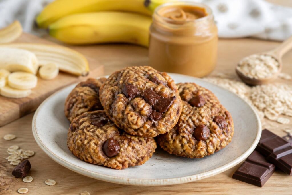 découvrez des recettes healthy de cookies banane beurre de cacahuète, gourmands et nutritifs, avec du chocolat fondant et des flocons d’avoine pour un plaisir sain et délicieux.
