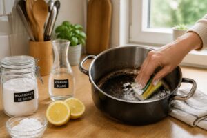 découvrez des astuces efficaces pour récupérer une casserole brûlée et sauver vos ustensiles de cuisine. des méthodes simples et pratiques pour éliminer les traces de brûlé rapidement.